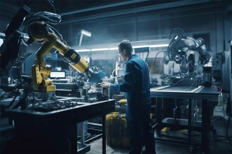 Robots in manufacturing industry - human