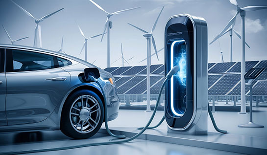 Car in EV charging station